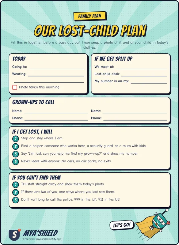 Preview of the Our lost-child plan sheet