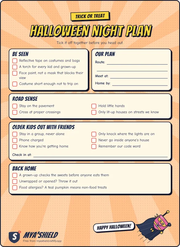 Preview of the Halloween night plan sheet